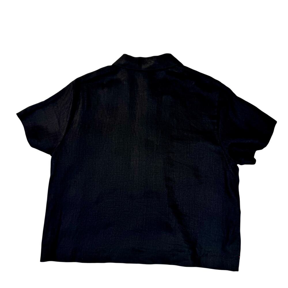 Carol Anderson Vintage Linen Shirt Black Women's Large Petite Lagenlook Coastal - Picture 2 of 13